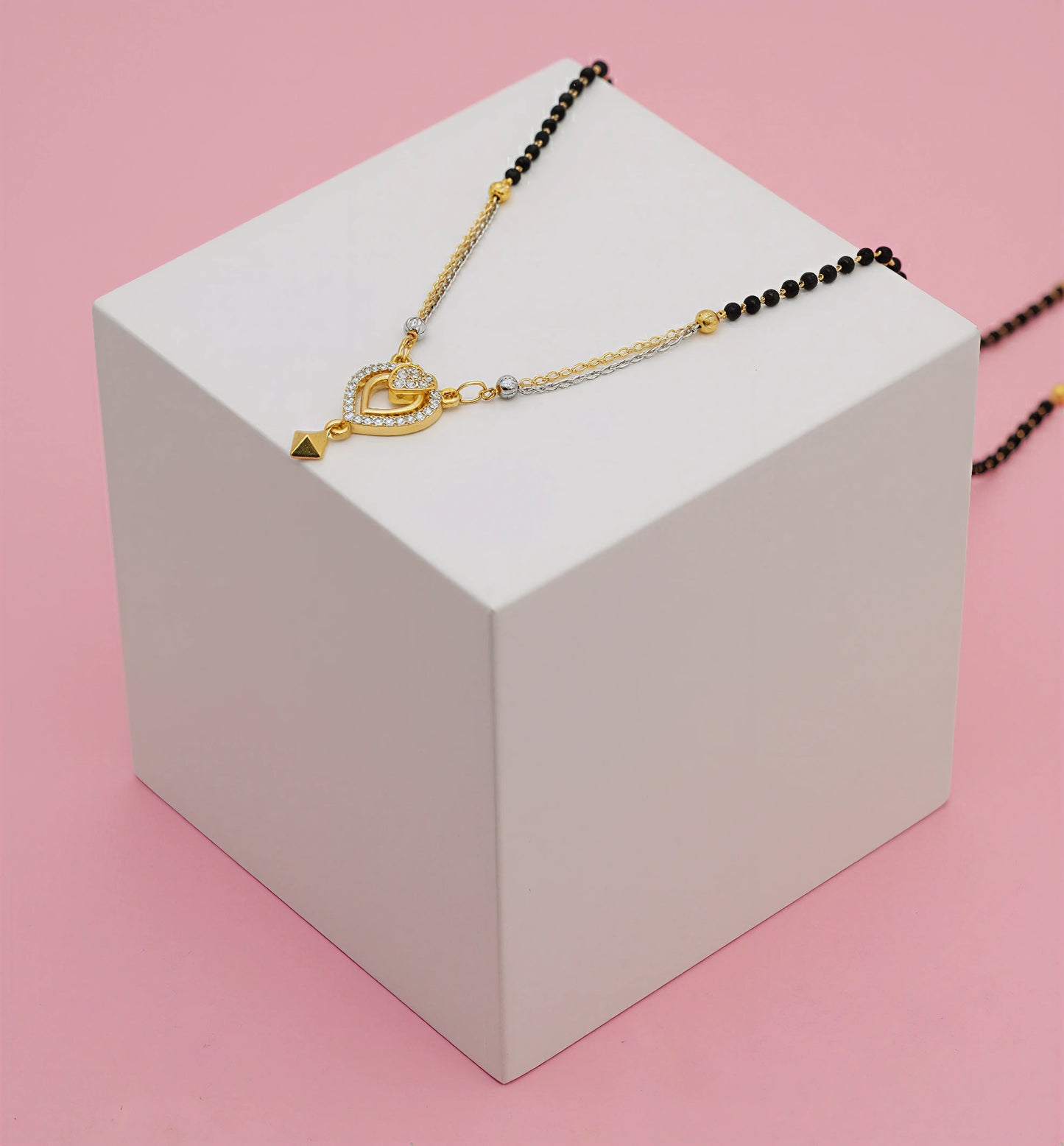 Elegant Heart-Shaped Diamond Mangalsutra for Women | Forming Gold