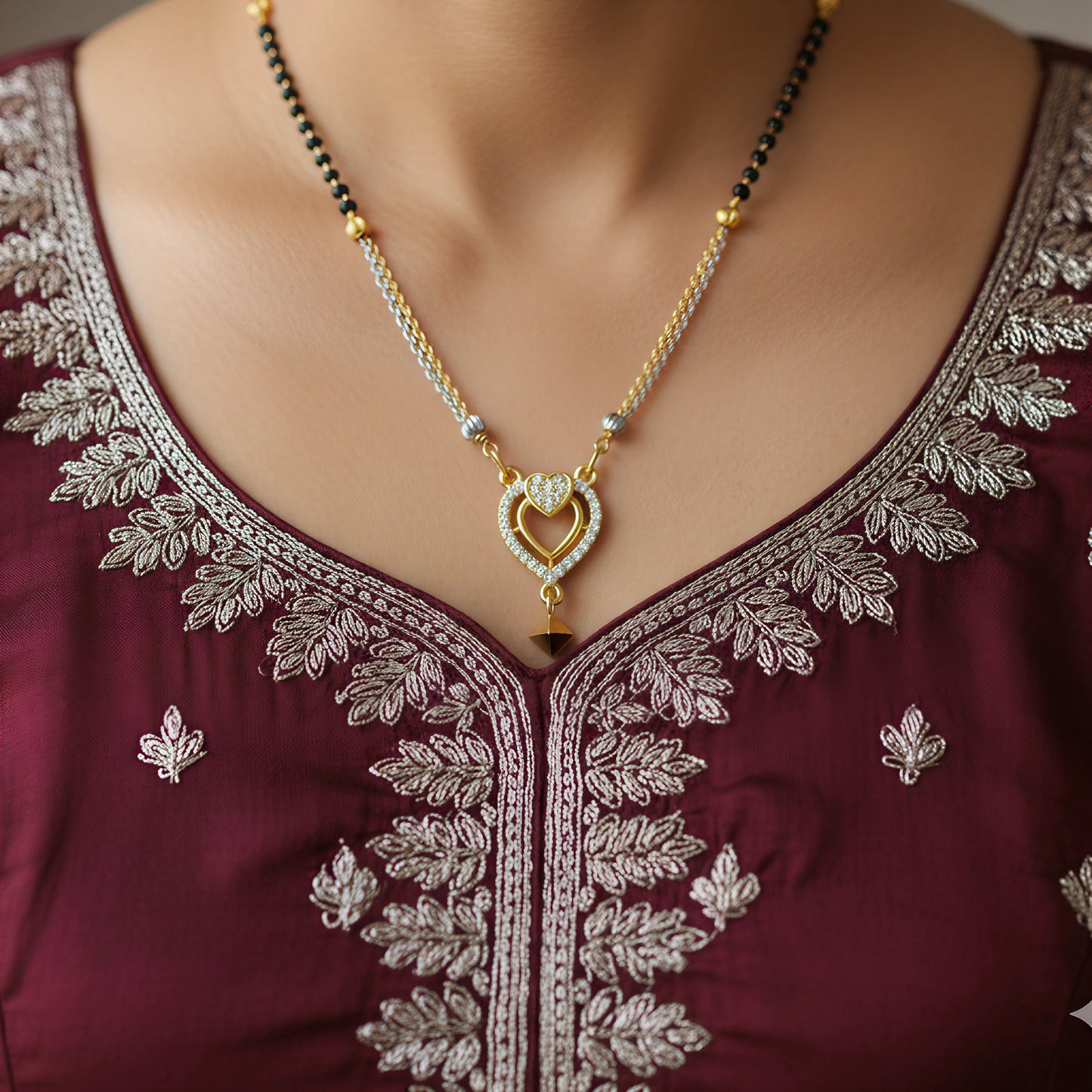 Elegant Heart-Shaped Diamond Mangalsutra for Women | Forming Gold