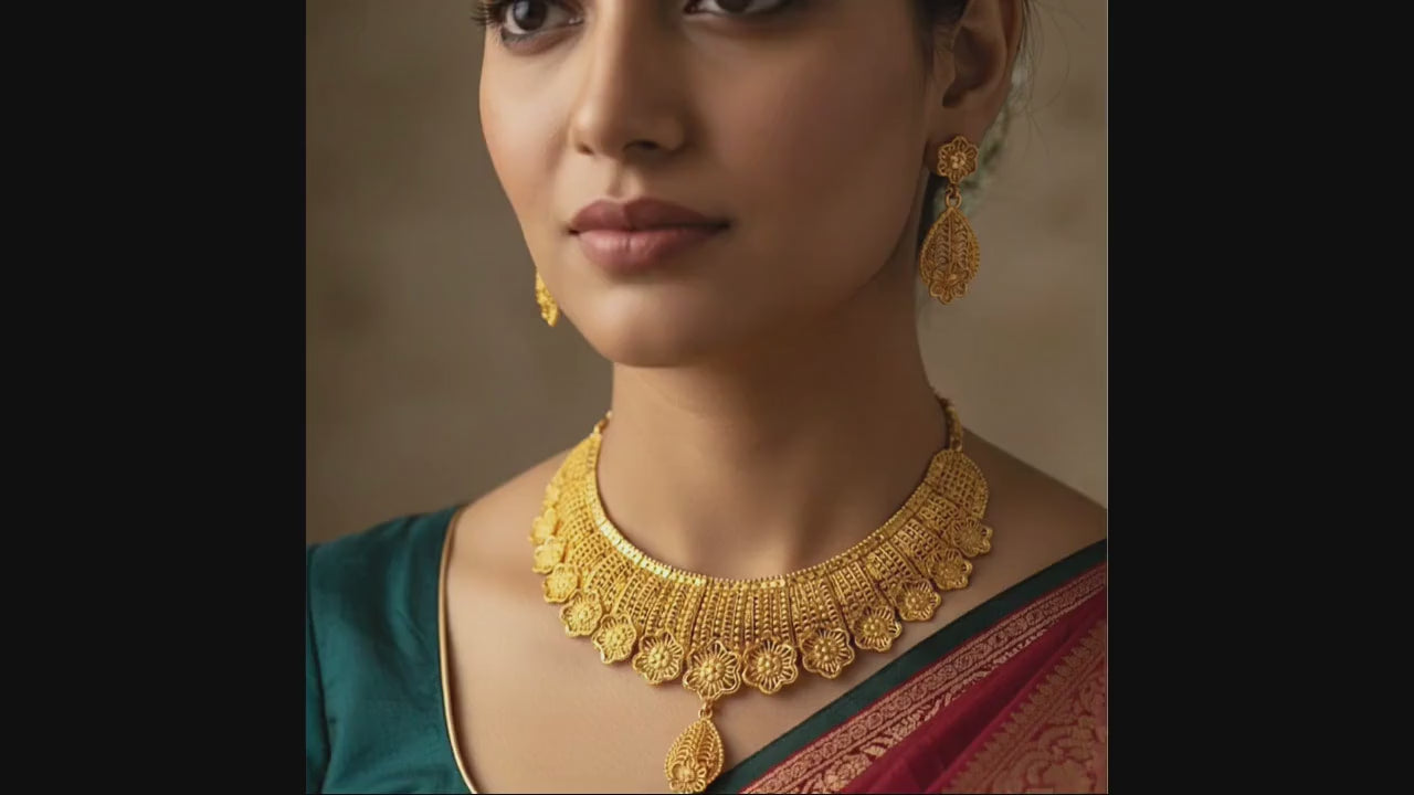 Handcrafted_Forming_Gold_Choker_Set_On_Indian_Model